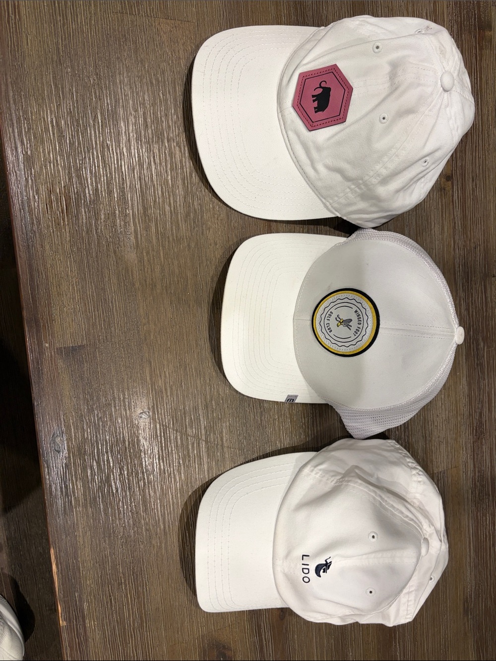 3 rare white golf hats Winged Foot Lido Mammoth Dunes